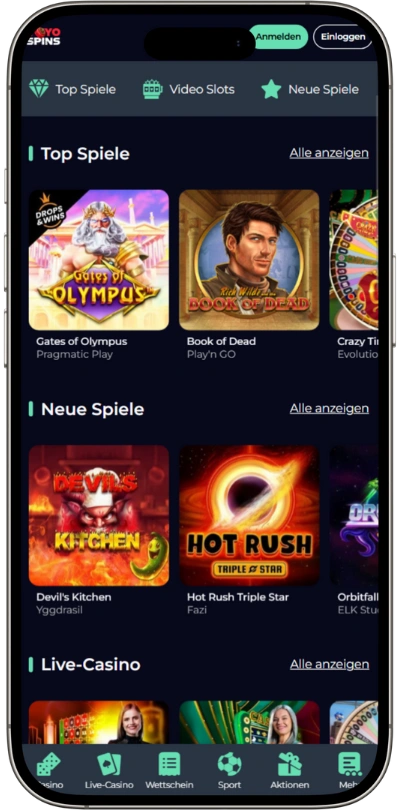YoyoSpins Spielen auf mobilen Geräten