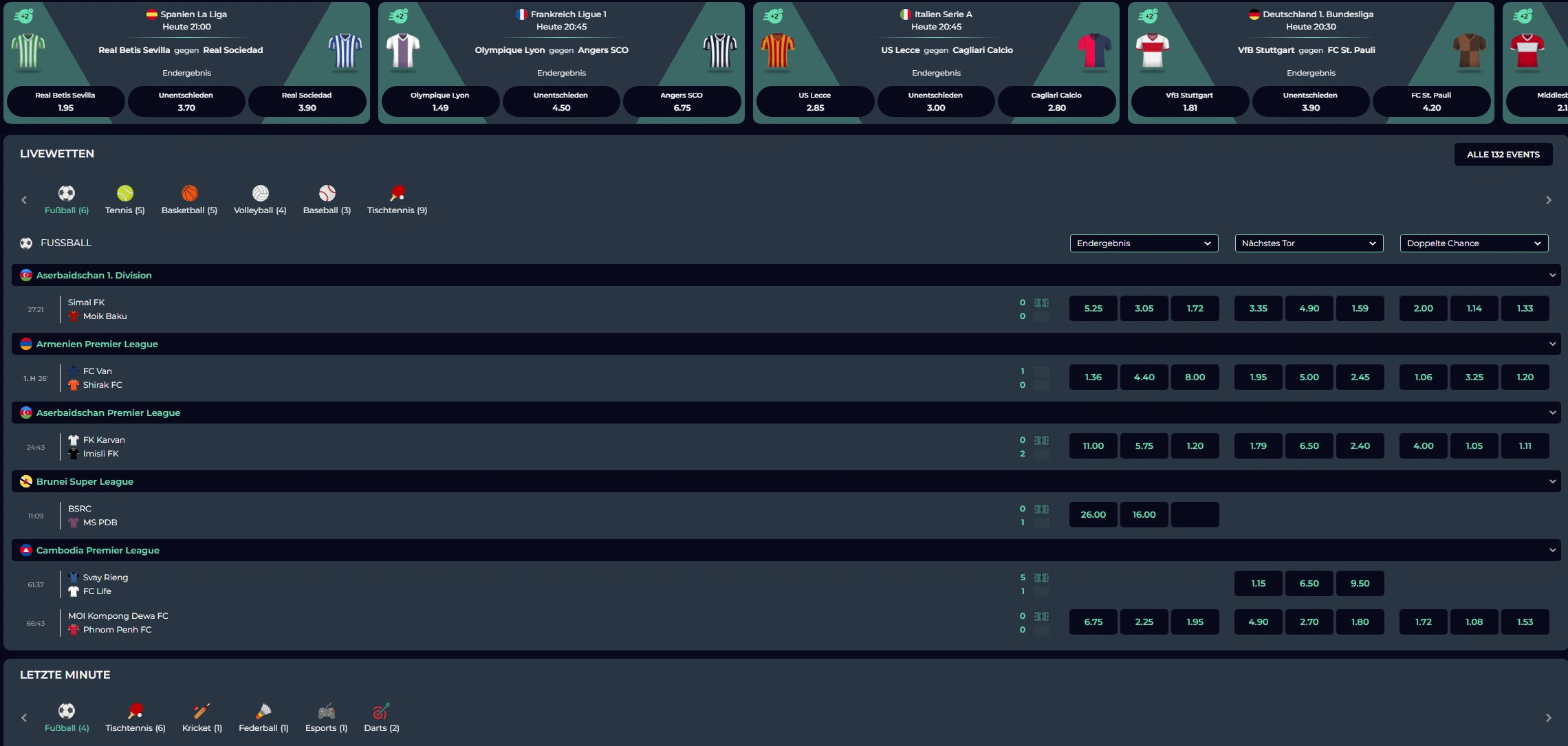 YoyoSpins Wettangebot und -kategorien
